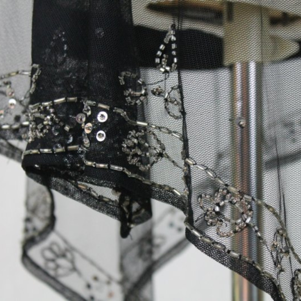 Vintage Adrianna Papell Beaded Black Tunic Top - Picture 7 of 8